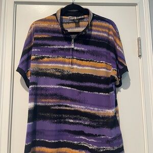 Jamie Sadock Multicolor Patterned Zip-Up Top